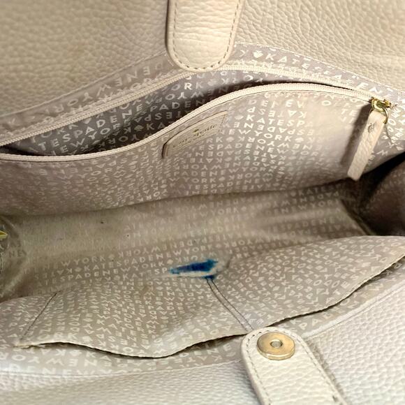 Kate Spade Kalen Beige Pebbled Leather Satchel With Tassel Detail - Picture 6 of 7